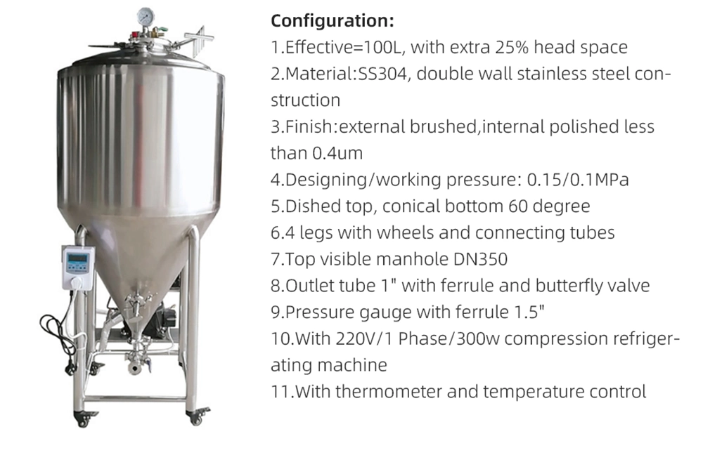 Pretank 100L Micro Home Beer Brewing System Economical Beer Fermentation System